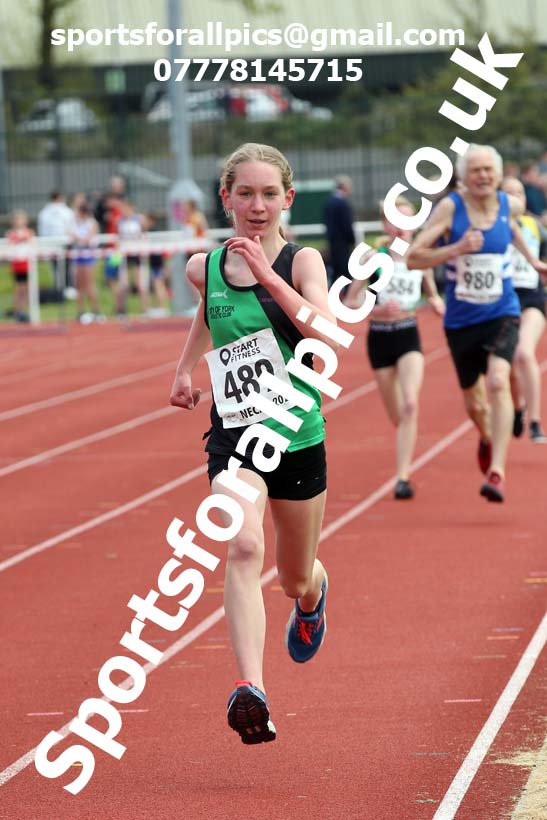 1500 metres, 2021 NECAA Middlesbrough Open Meting, Sunday, May 9th. Photo: David T. Hewitson/Sports for All Pics
